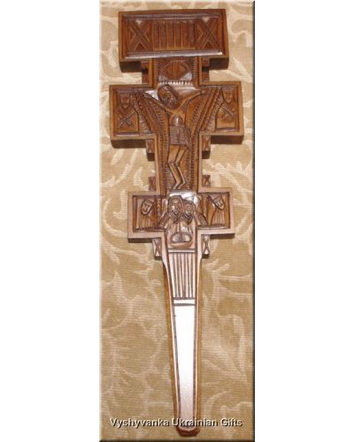 Unique Ukrainian Carved Wood HUTZUL Cross