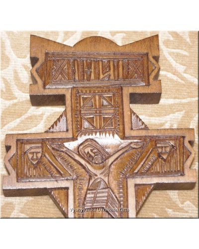 Unique Ukrainian Hand Carved Wooden HUTSUL Cross
