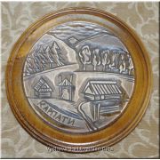 Ukrainian Hand Carved Wooden Plate - Karpaty