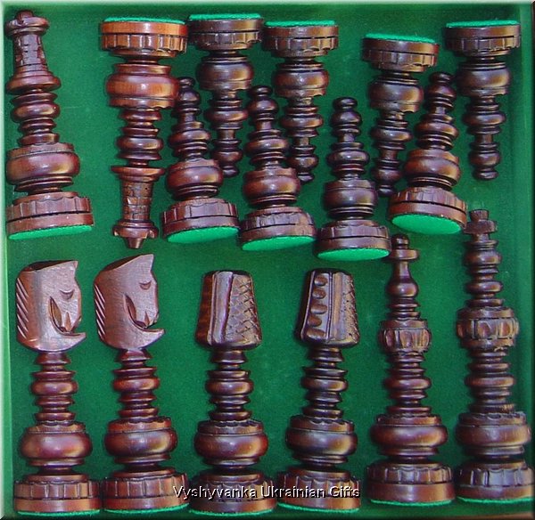 Polish Hand Carved Wooden Chess Set Mars